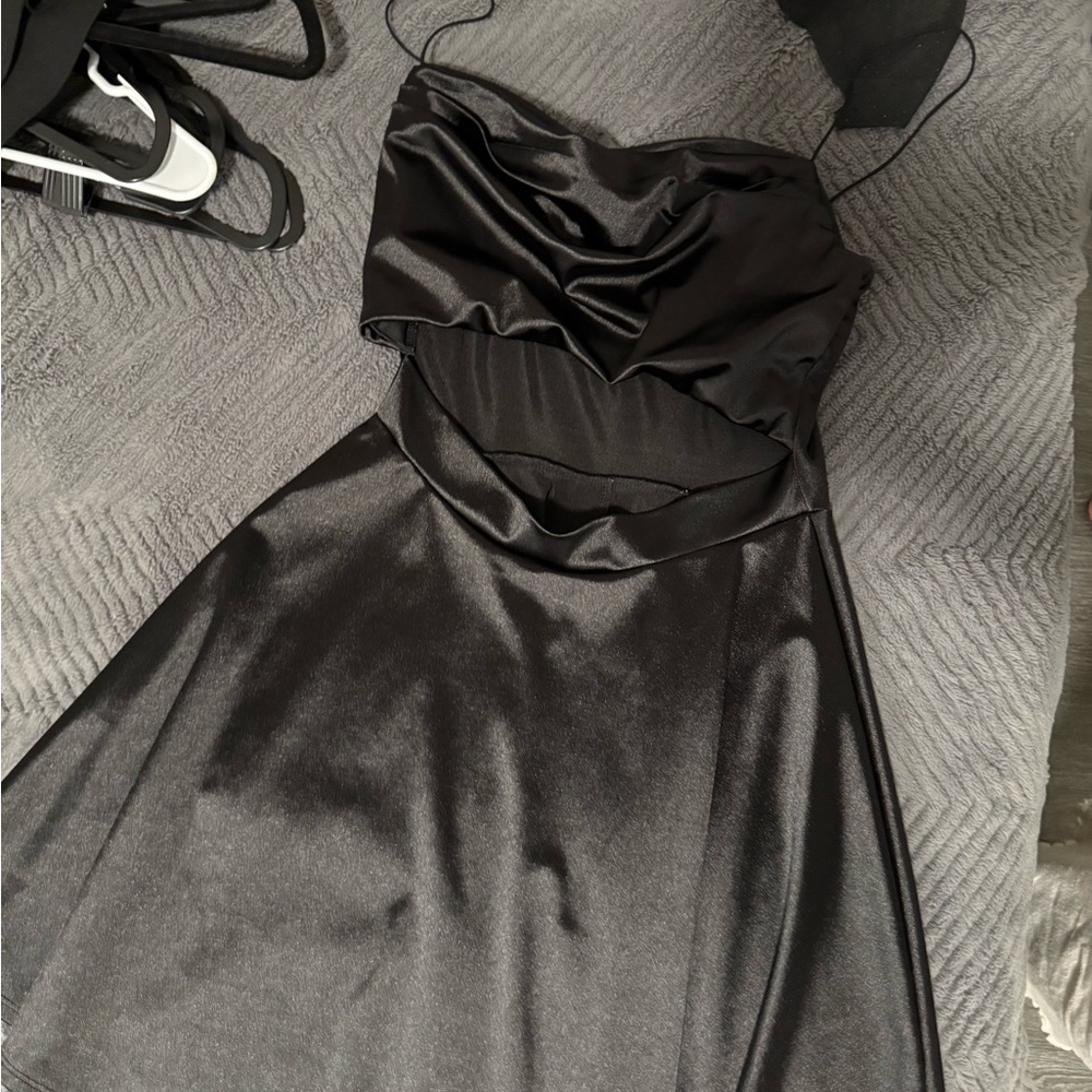 Windsor Black Satin Mini Dress